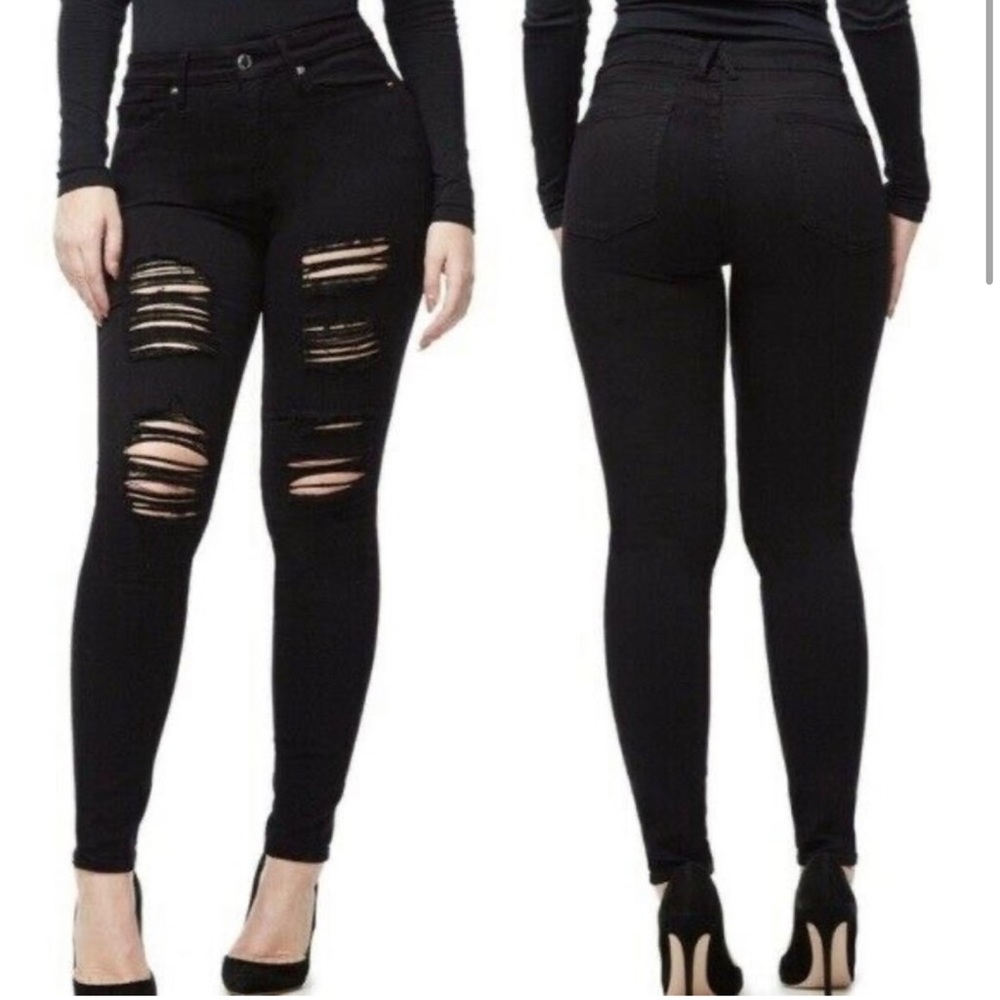 Good American black distressed good legs 14/32
